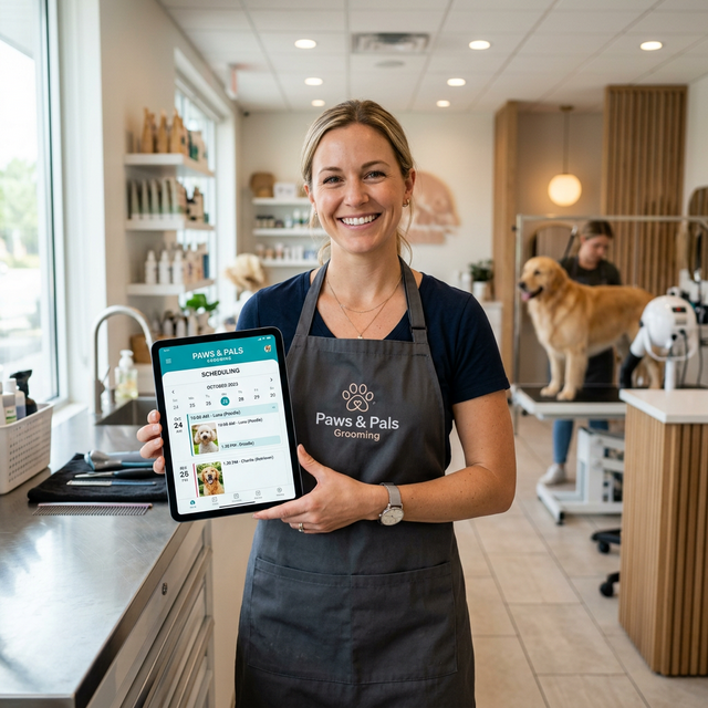 Groomer using ipad schedule app