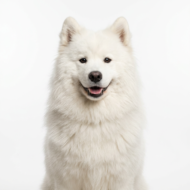 Samoyed dog smiling portrait